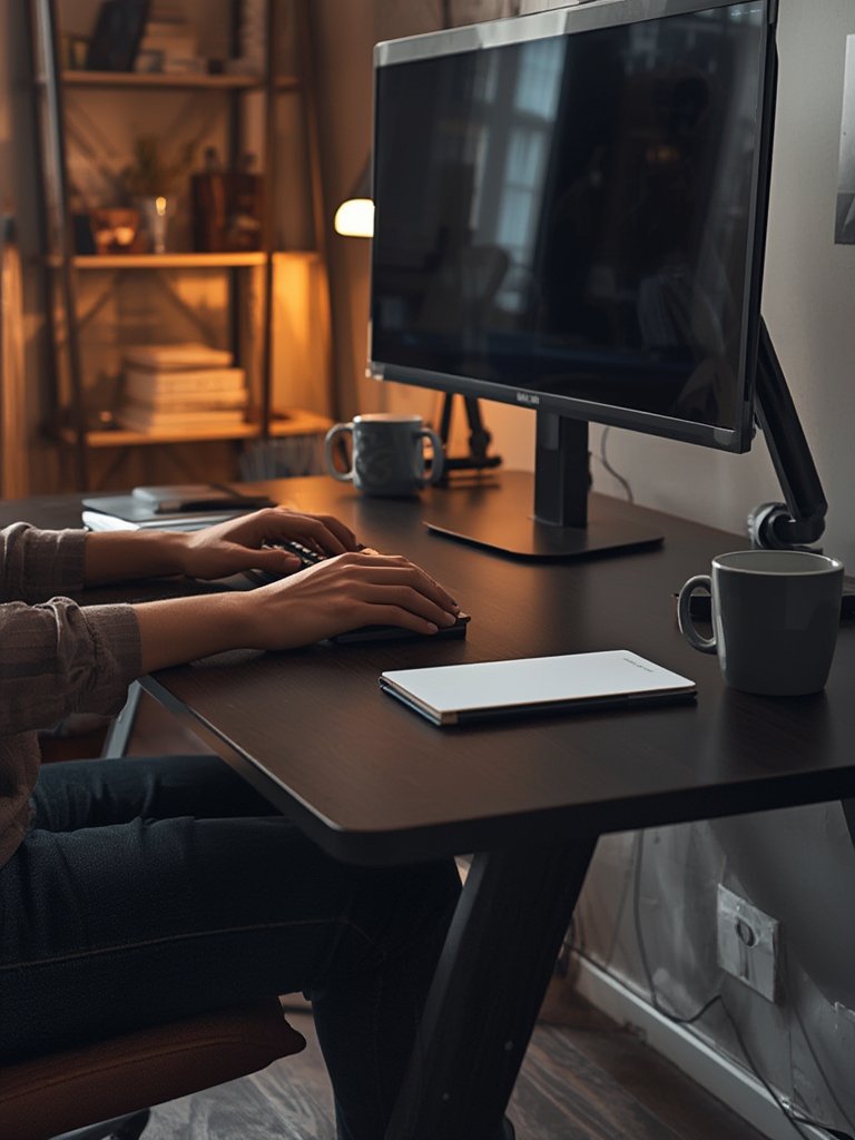 computer desk in action