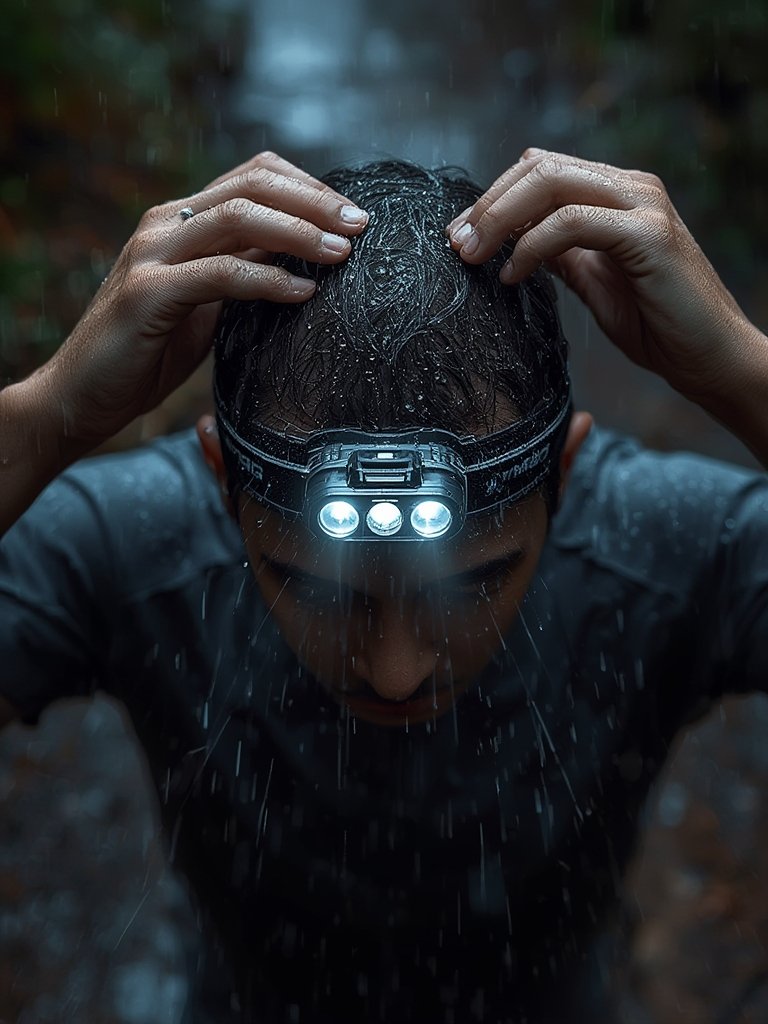 rechargeable headlamp in action