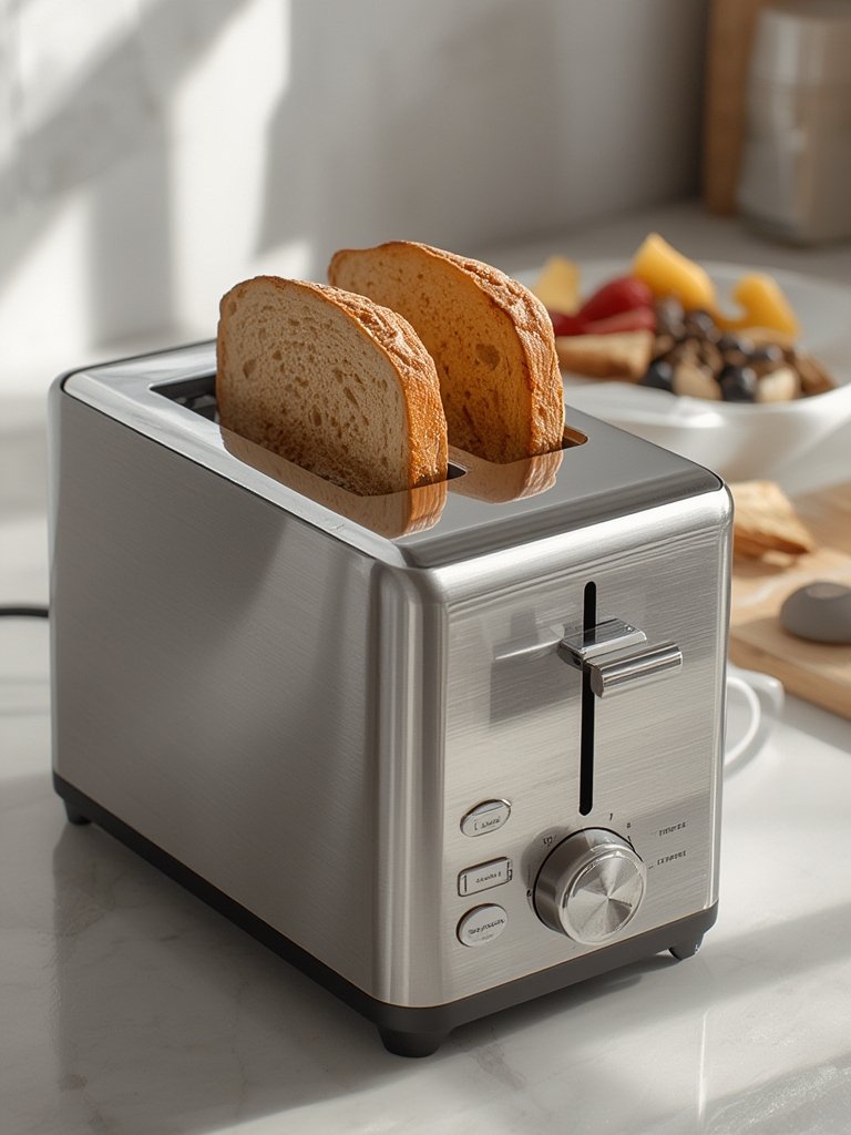 slim toaster in action