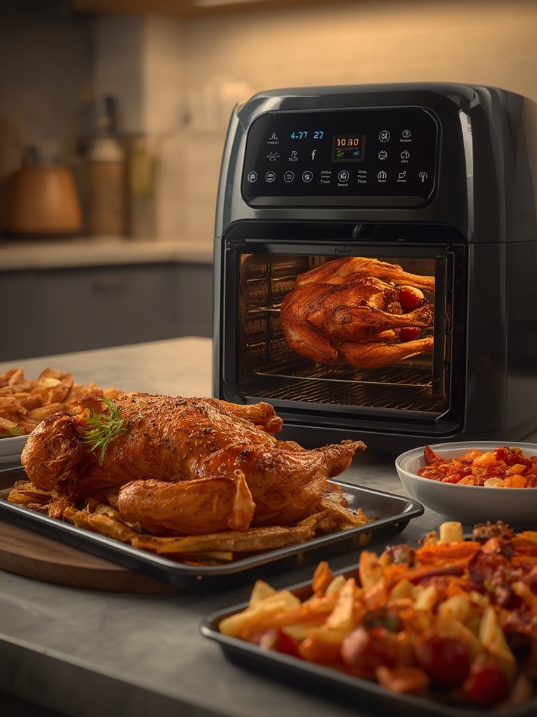 digital airfryer in action