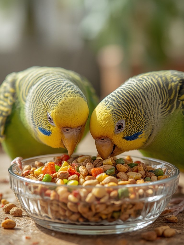 parakeet food in action