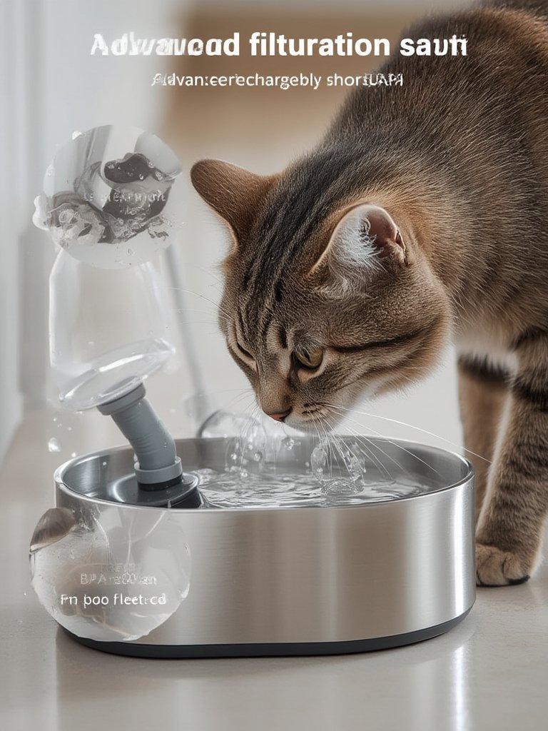 cat fountain in action