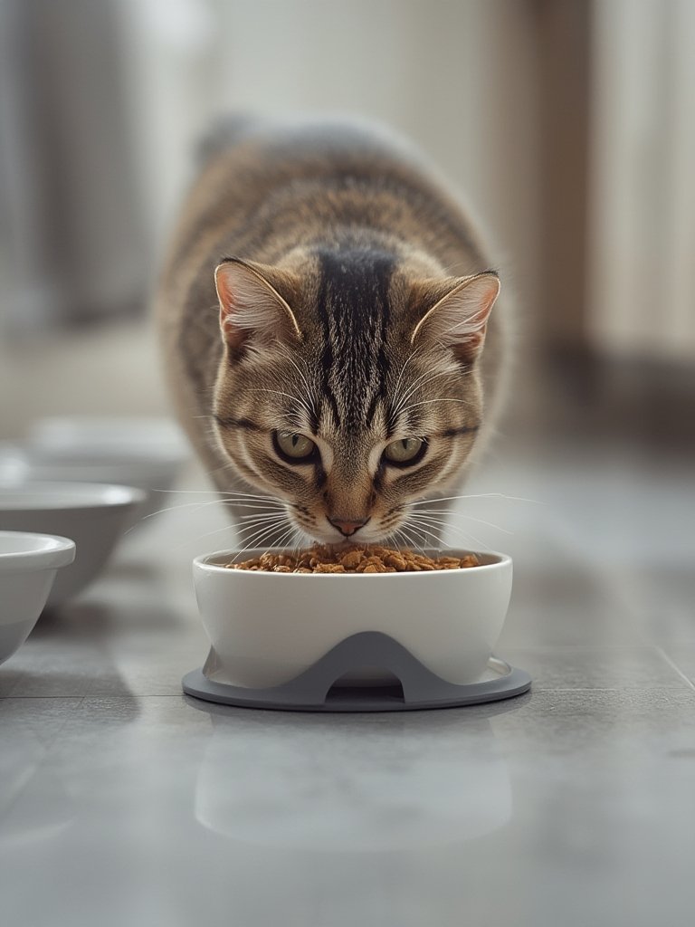 raised cat in action