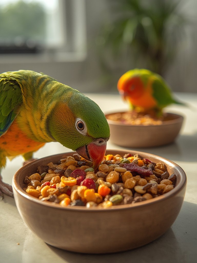 conure food in action